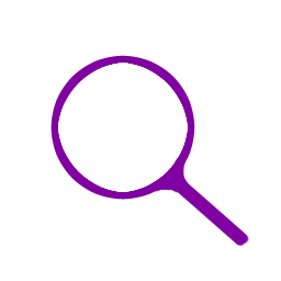 An image of a magnifying glass represening the search function.